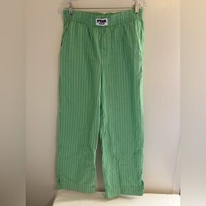 VS Pink Classics Wide Leg Green Blue/White Striped PJ Bottoms Medium